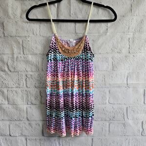 Candie's Y2K Spaghetti Strap Colorful Beaded Blouse Size M